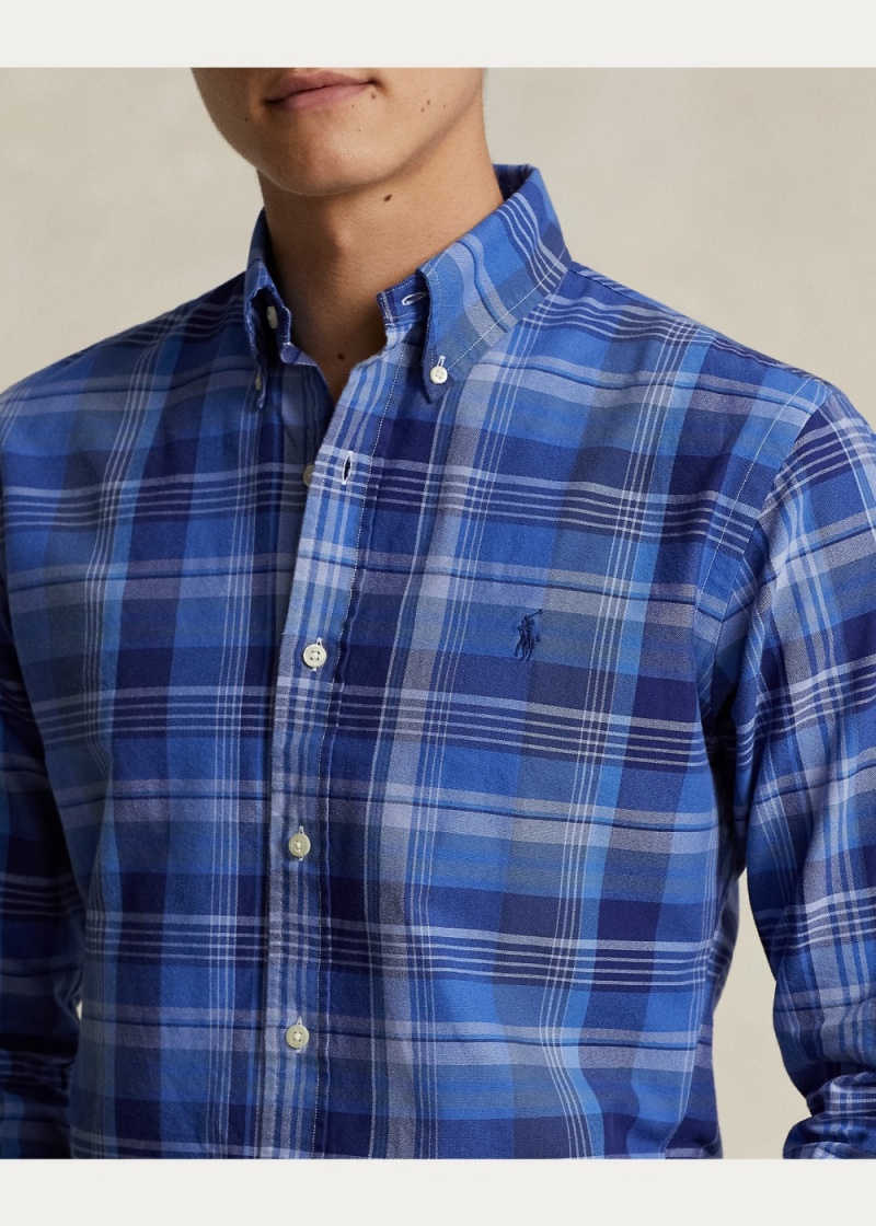 Camisas informales y Camisas Vestir Classic Fit Plaid Oxford Shirt Hombre Azules | LOVK64153 - vista 2
