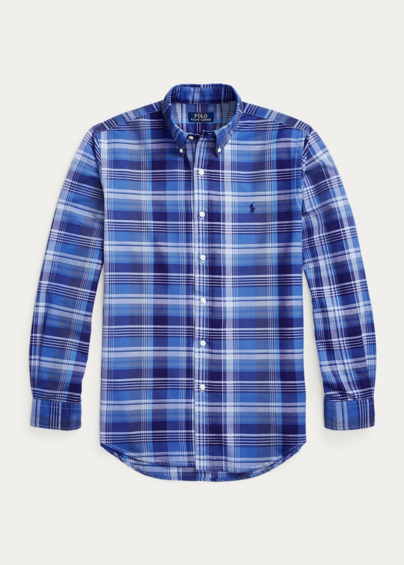 Camisas informales y Camisas Vestir Classic Fit Plaid Oxford Shirt Hombre Azules | LOVK64153 - vista 4
