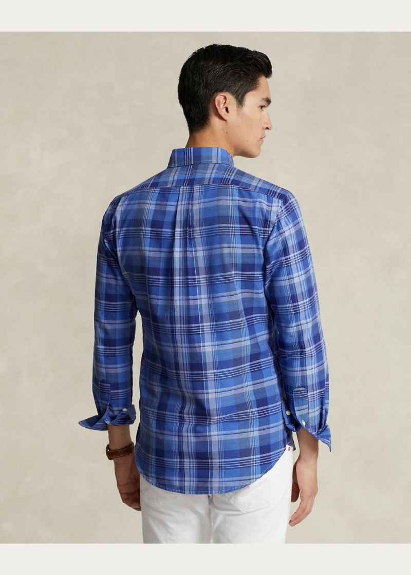 Camisas informales y Camisas Vestir Classic Fit Plaid Oxford Shirt Hombre Azules | LOVK64153 - vista 6