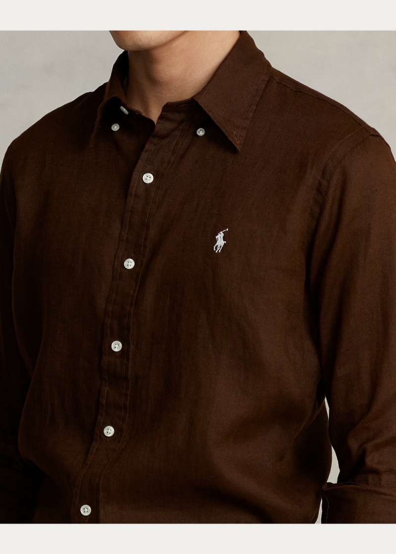 Camisas informales y Camisas Vestir Classic Fit Linen Shirt Hombre Marrom | KOQE18756 - vista 3