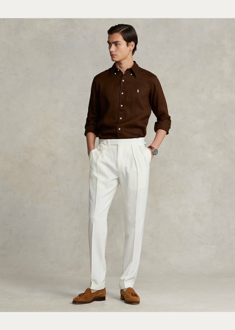 Camisas informales y Camisas Vestir Classic Fit Linen Shirt Hombre Marrom | KOQE18756 - vista 4