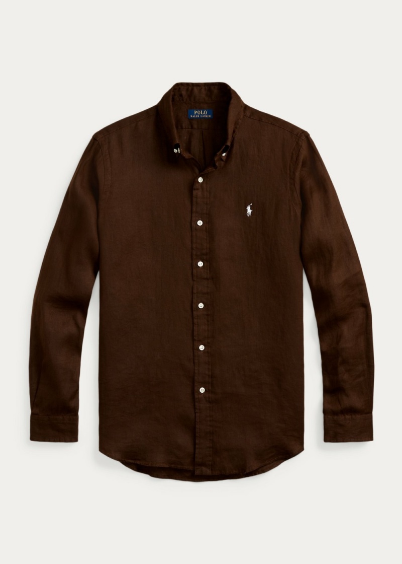 Camisas informales y Camisas Vestir Classic Fit Linen Shirt Hombre Marrom | KOQE18756 - vista 6