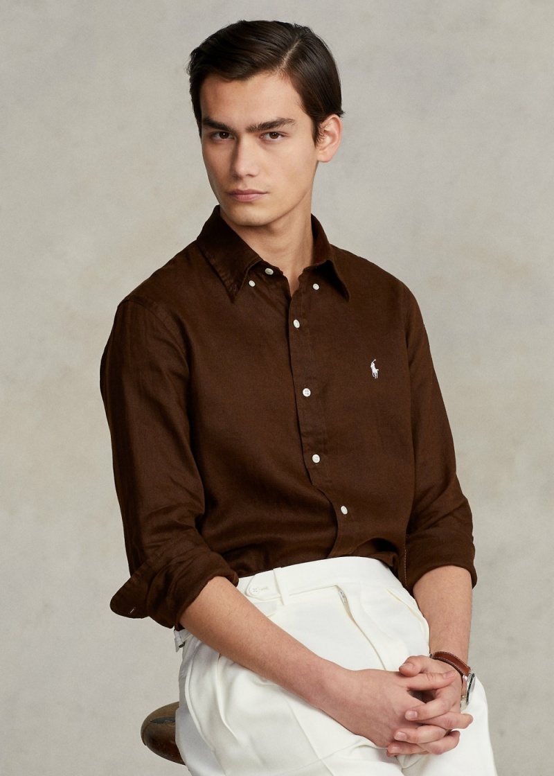 Camisas informales y Camisas Vestir Classic Fit Linen Shirt Hombre Marrom | KOQE18756 - vista 1