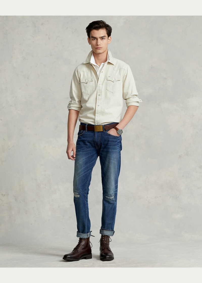 Camisas informales y Camisas Vestir Classic Fit Denim Western Shirt Hombre Marrom | ZQSC30742 - vista 5