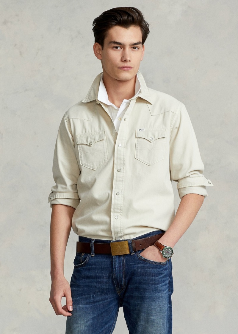 Camisas informales y Camisas Vestir Classic Fit Denim Western Shirt Hombre Marrom | ZQSC30742 - vista 1