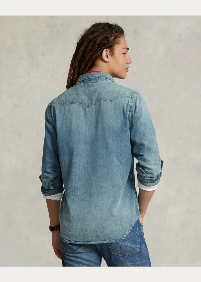 Camisas informales y Camisas Vestir Classic Fit Denim Western Shirt Hombre Negros | EKZN45169 - vista 2