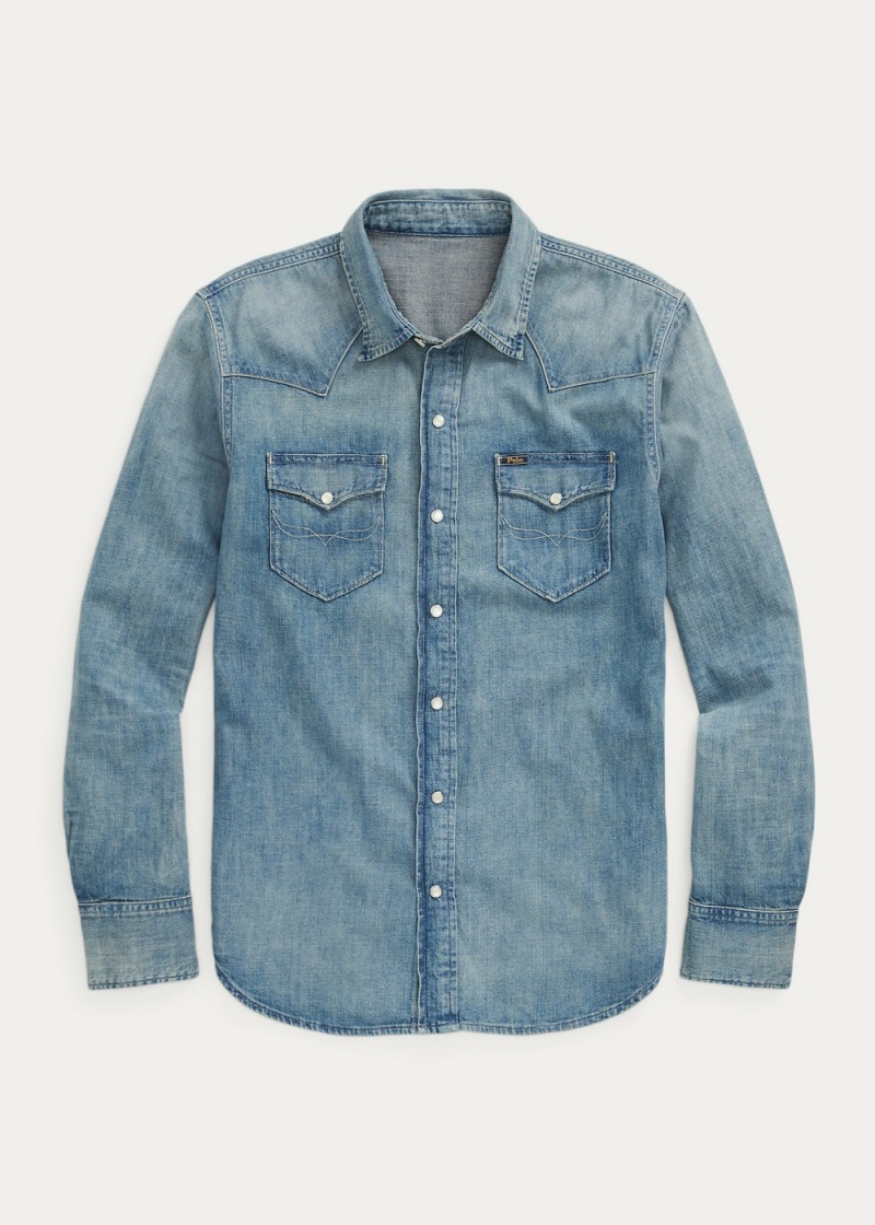 Camisas informales y Camisas Vestir Classic Fit Denim Western Shirt Hombre Negros | EKZN45169 - vista 5
