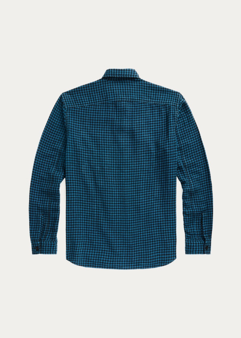Camisas informales y Camisas Vestir Checked Indigo Algodon-Linen Workshirt Hombre Negros | OJZA61350 - vista 2