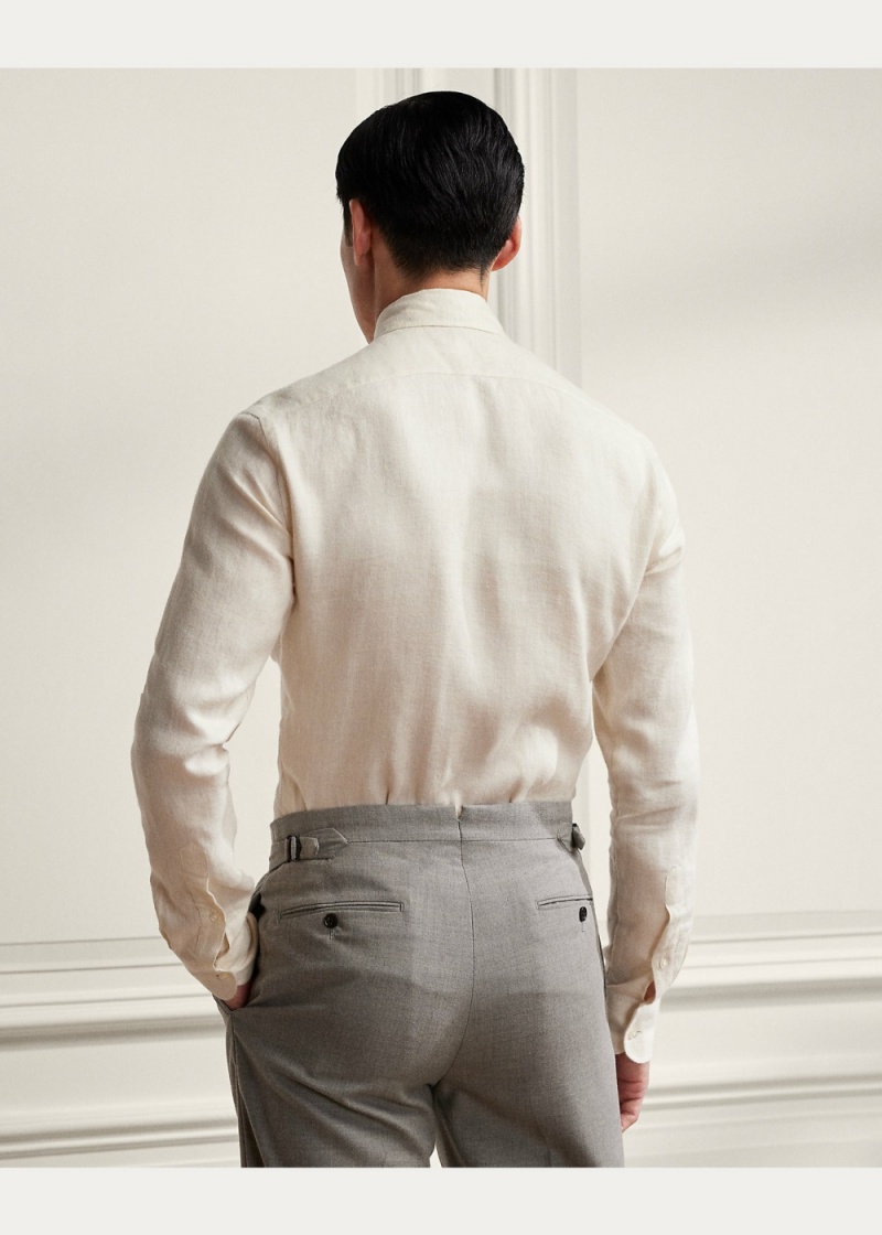 Camisas informales y Camisas Vestir Brushed Linen Twill Shirt Hombre Creme | VNYJ86715 - vista 5