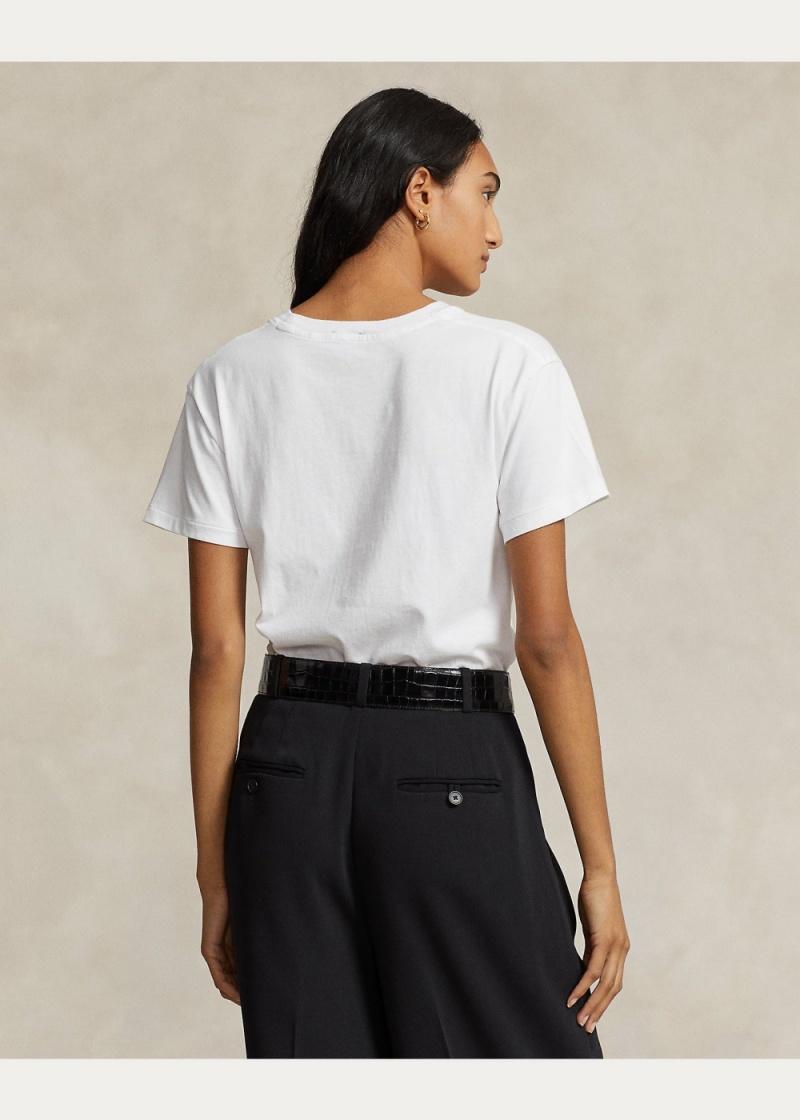 Camiseta Beaded RL Logo Jersey Mujer Blancos | VDIX30658 - vista 4