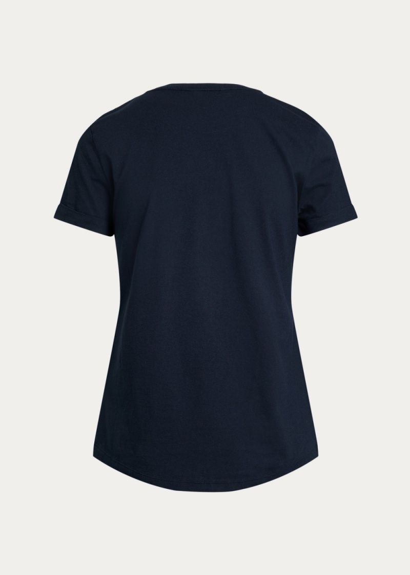 Camiseta Beaded-Logo Algodon-Blend-Jersey Mujer Azul Marino | RZEL06358 - vista 1