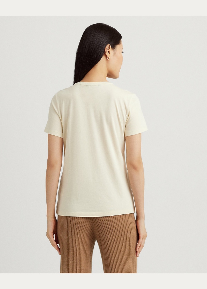 Camiseta Beaded-Logo Jersey Mujer Creme | VTCY92348 - vista 3