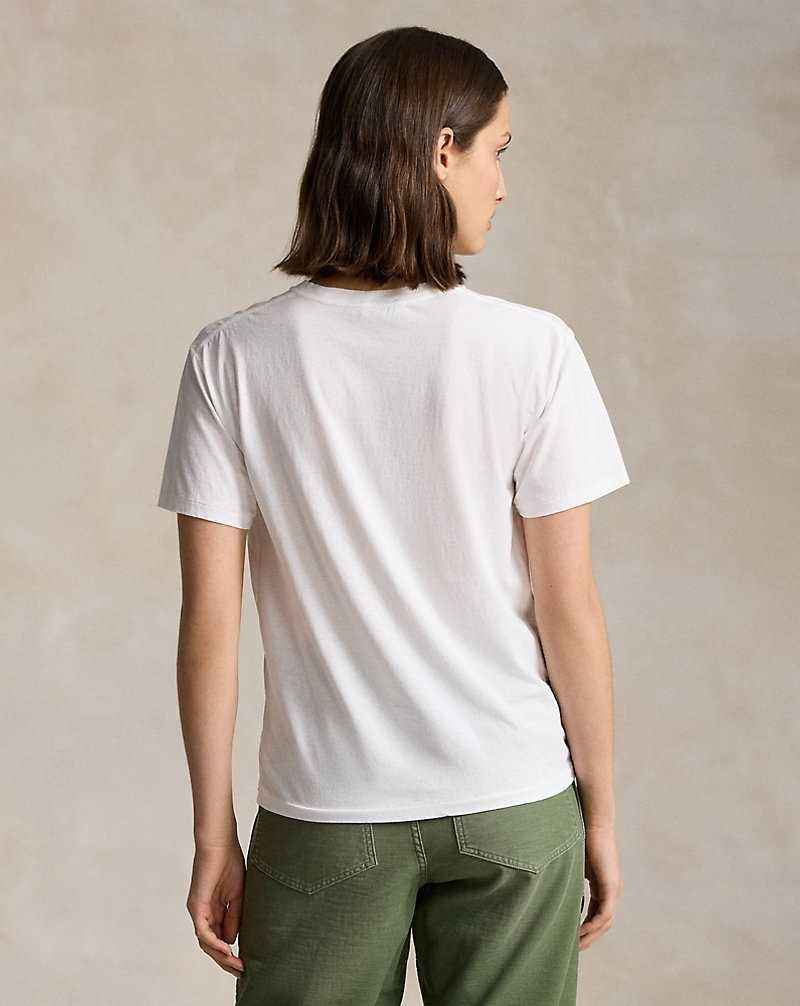 Camiseta Ralph Lauren Bear Cotton Jersey Mujer Blancos | JYFGLNR-42 - vista 4