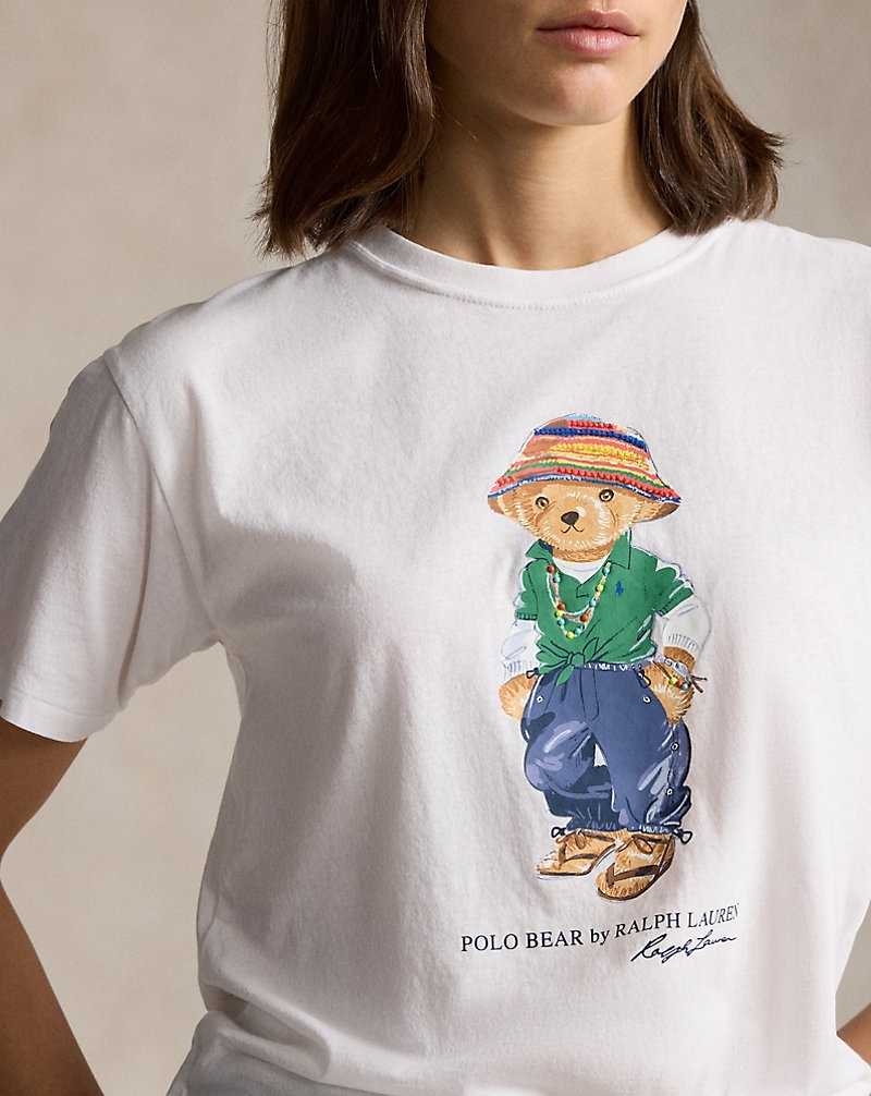 Camiseta Ralph Lauren Bear Cotton Jersey Mujer Blancos | JYFGLNR-42 - vista 5