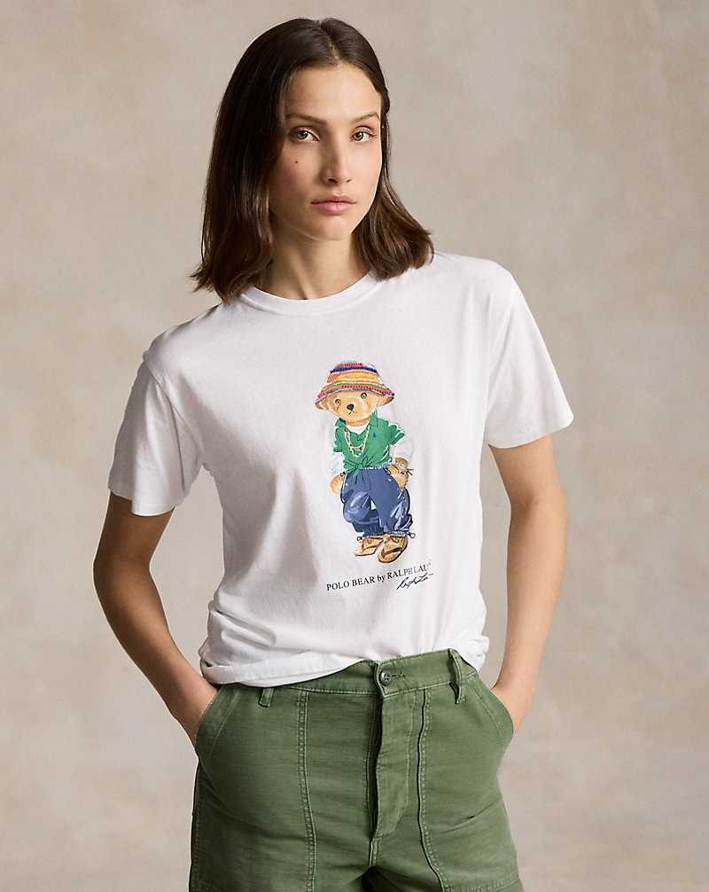Camiseta Ralph Lauren Bear Cotton Jersey Mujer Blancos | JYFGLNR-42 - vista 1