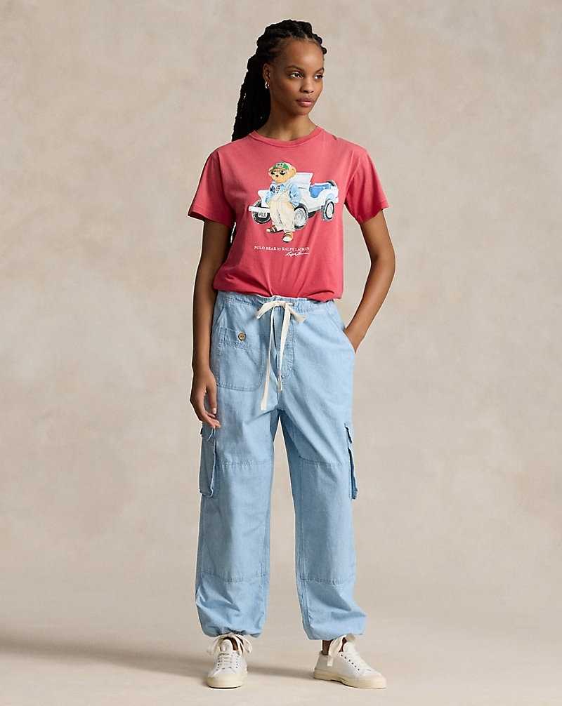 Camiseta Ralph Lauren Bear Cotton Jersey Mujer Rojos | KGFJINR-27 - vista 3
