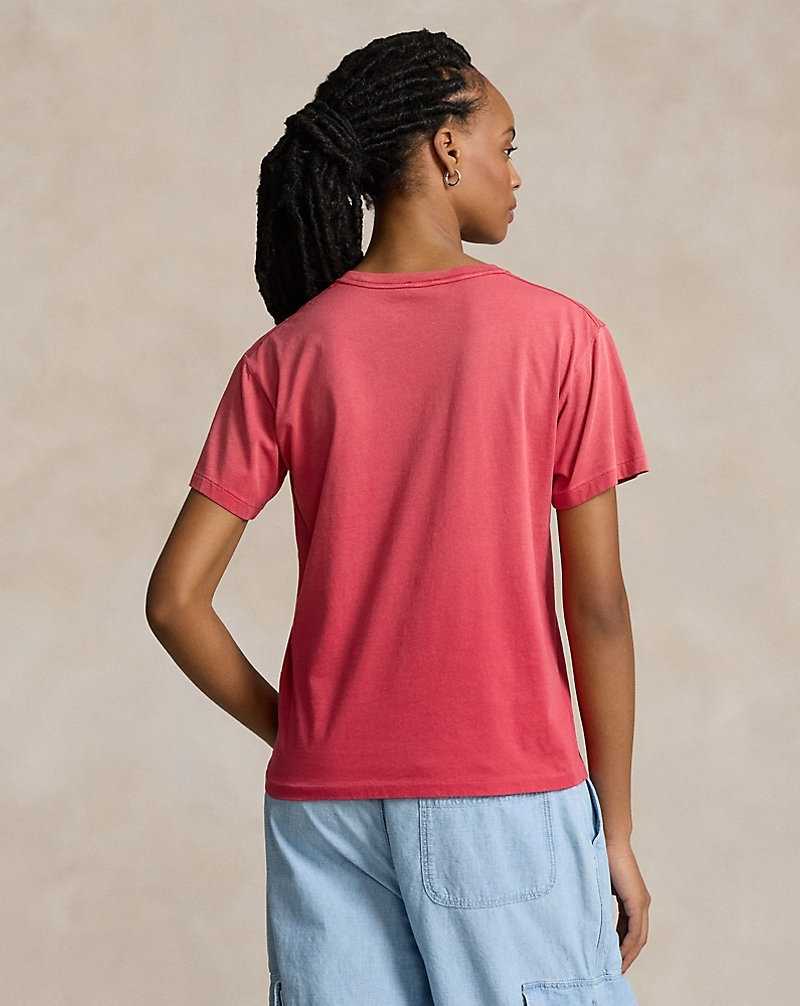 Camiseta Ralph Lauren Bear Cotton Jersey Mujer Rojos | KGFJINR-27 - vista 4