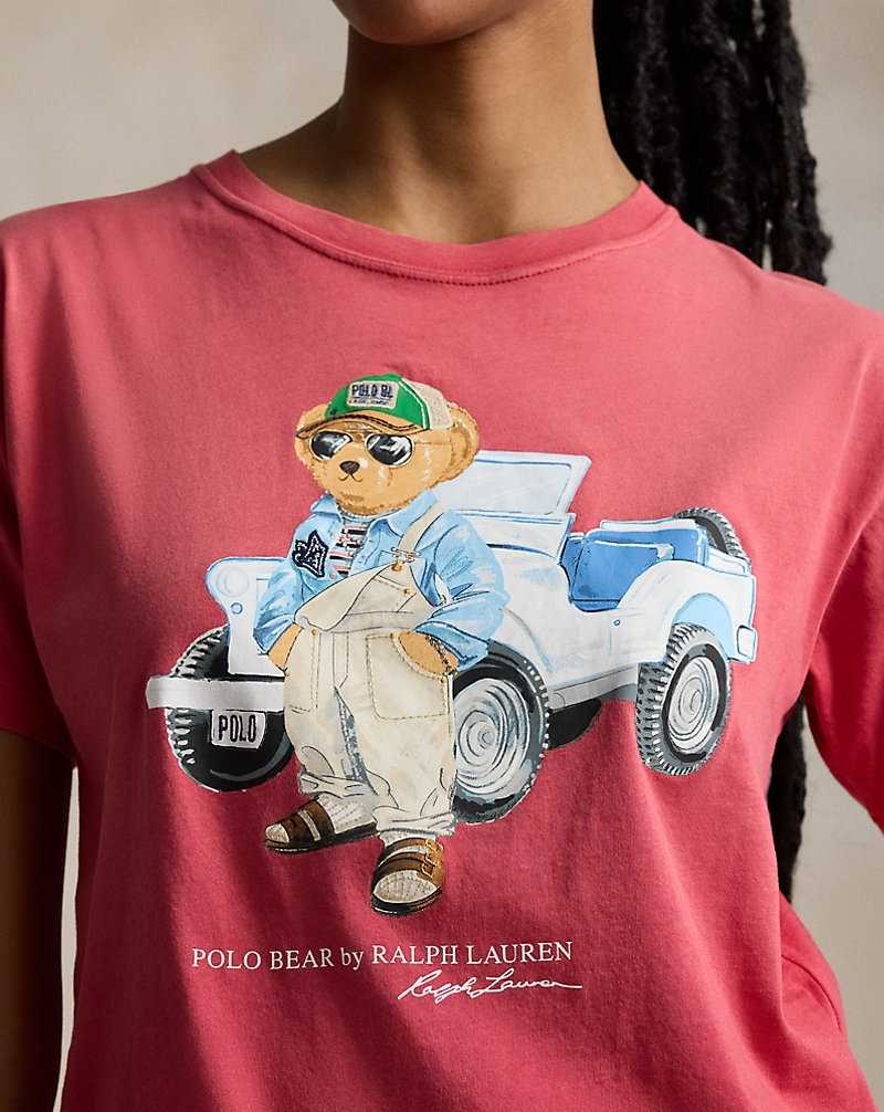 Camiseta Ralph Lauren Bear Cotton Jersey Mujer Rojos | KGFJINR-27 - vista 5