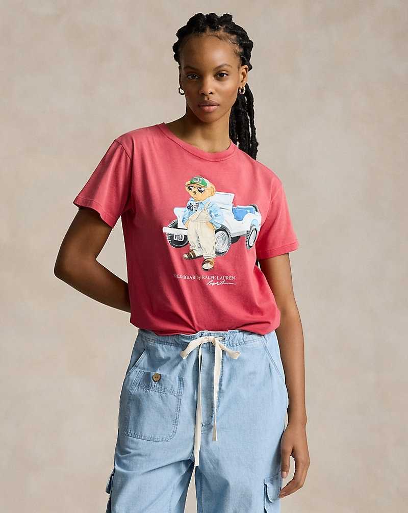 Camiseta Ralph Lauren Bear Cotton Jersey Mujer Rojos | KGFJINR-27 - vista 1