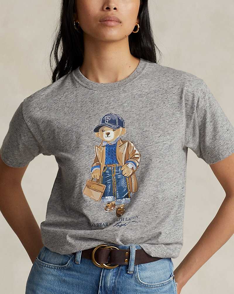 Camiseta Ralph Lauren Bear Jersey T-shirt Mujer Azules | CDXEHUA-37 - vista 5