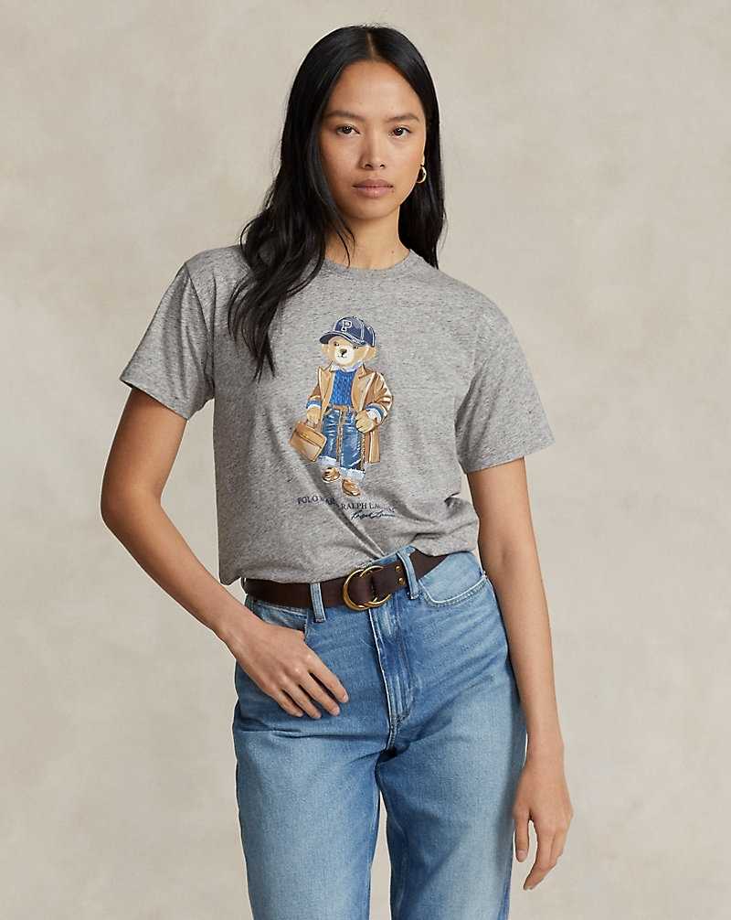 Camiseta Ralph Lauren Bear Jersey T-shirt Mujer Azules | CDXEHUA-37 - vista 1