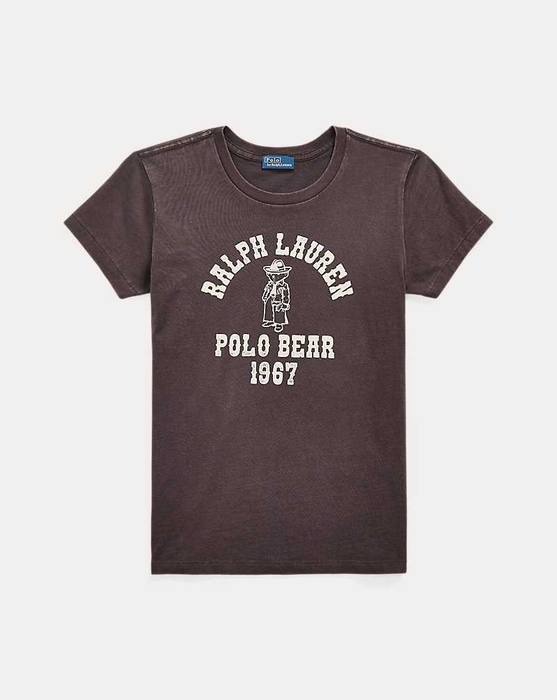 Camiseta Ralph Lauren Bear Logo Cotton Jersey Mujer Negros | OJMYHDK-20 - vista 2