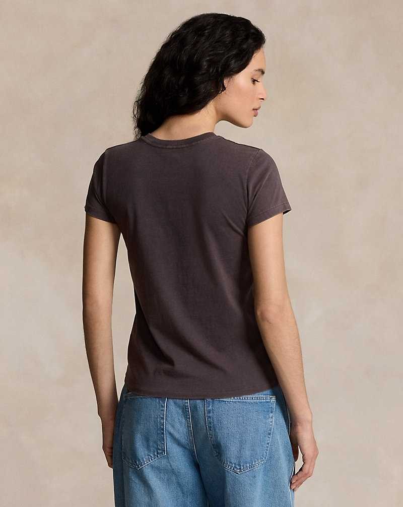 Camiseta Ralph Lauren Bear Logo Cotton Jersey Mujer Negros | OJMYHDK-20 - vista 4
