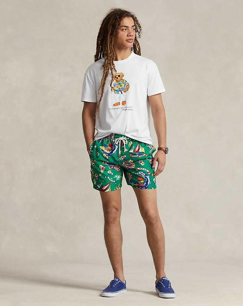 Camiseta Ralph Lauren Classic Fit Bear Jersey Hombre Blancos | RVHPNLX-08 - vista 3