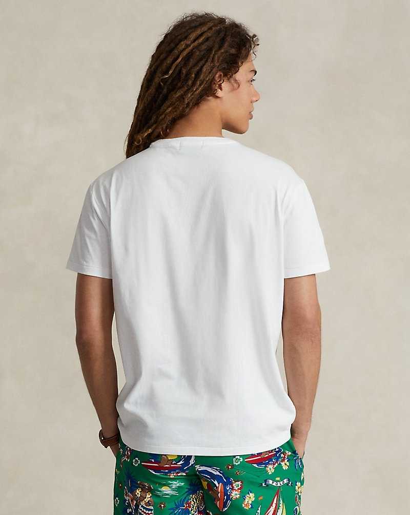 Camiseta Ralph Lauren Classic Fit Bear Jersey Hombre Blancos | RVHPNLX-08 - vista 4