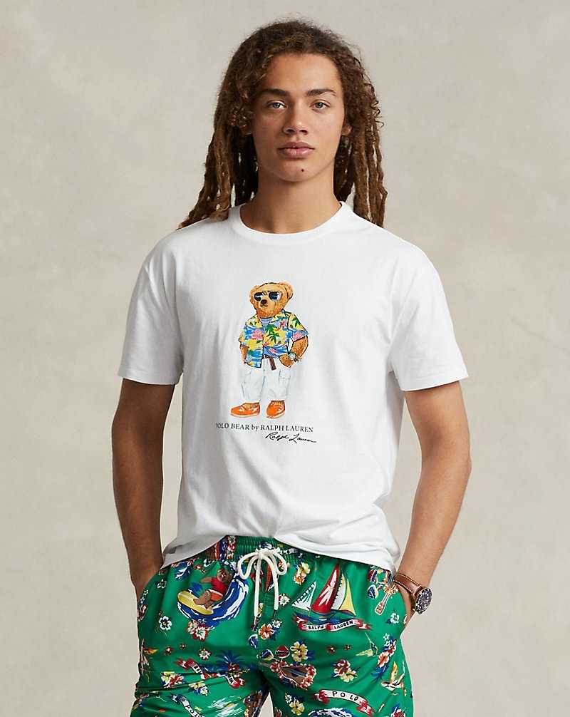 Camiseta Ralph Lauren Classic Fit Bear Jersey Hombre Blancos | RVHPNLX-08 - vista 1