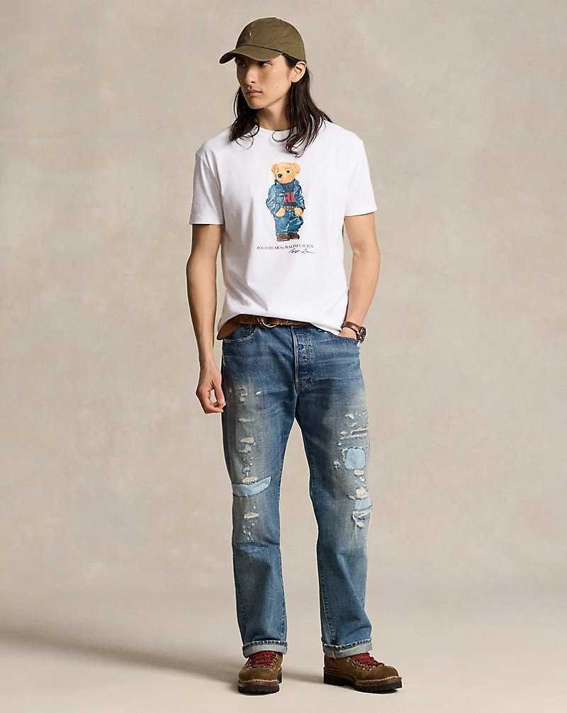 Camiseta Ralph Lauren Classic Fit Bear Jersey Hombre Blancos | SWYMNIB-62 - vista 3