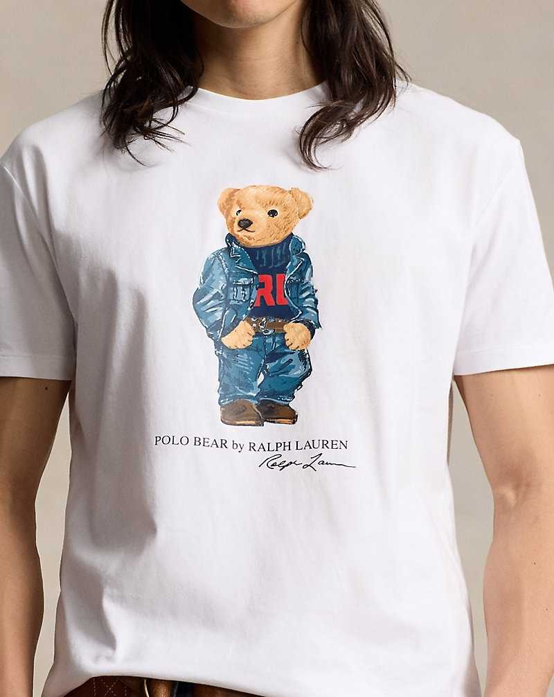 Camiseta Ralph Lauren Classic Fit Bear Jersey Hombre Blancos | SWYMNIB-62 - vista 5