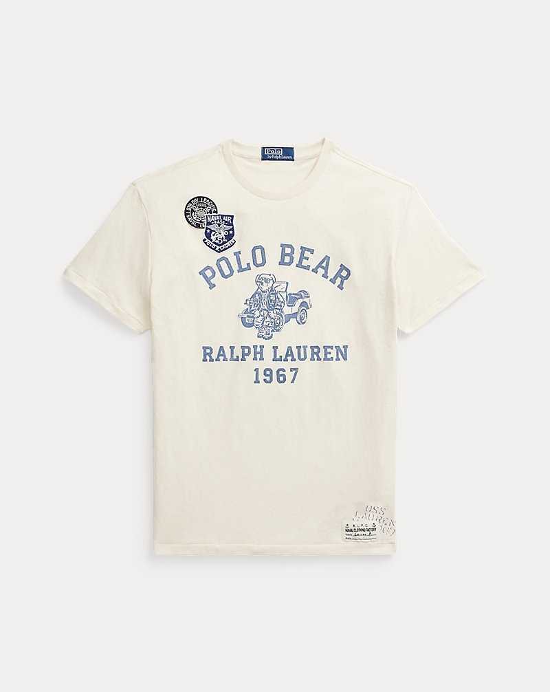 Camiseta Ralph Lauren Classic Fit Bear Jersey Hombre Blancos | HXIYQEV-54 - vista 2