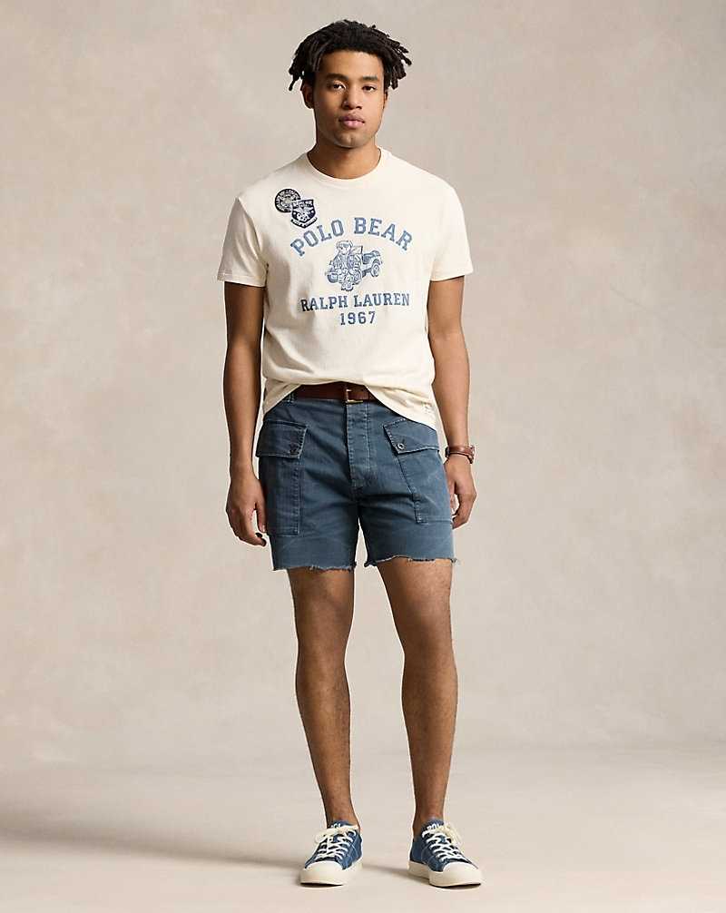 Camiseta Ralph Lauren Classic Fit Bear Jersey Hombre Blancos | HXIYQEV-54 - vista 3