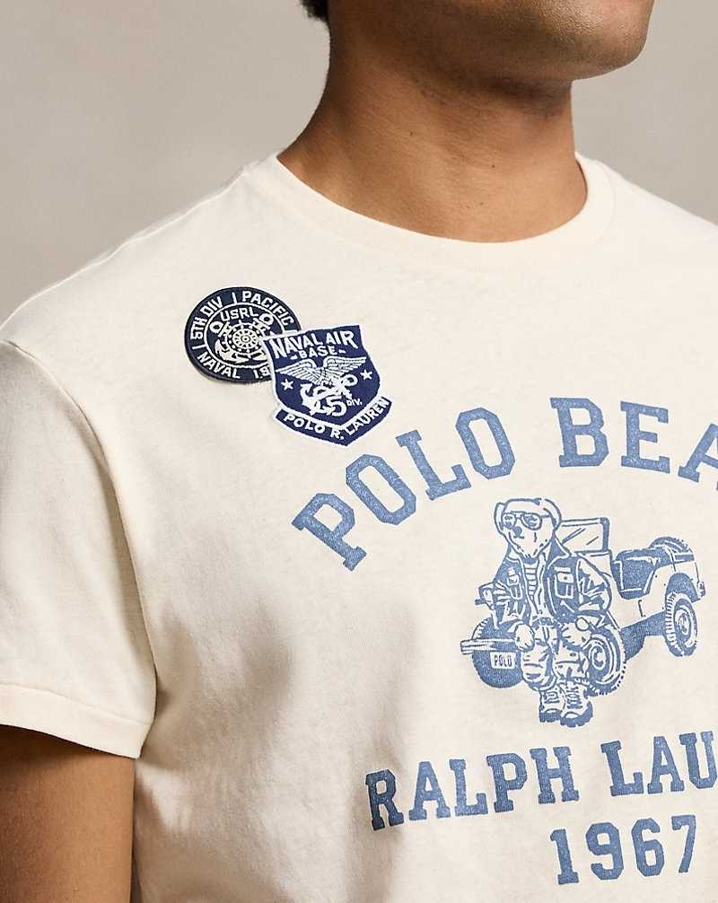 Camiseta Ralph Lauren Classic Fit Bear Jersey Hombre Blancos | HXIYQEV-54 - vista 5