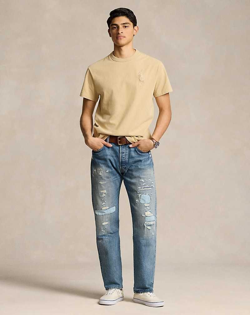 Camiseta Ralph Lauren Classic Fit Big Pony Jersey Hombre Beige | GMYRFDW-53 - vista 3