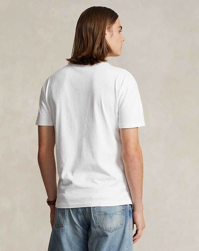 Camiseta Ralph Lauren Classic Fit Cotton-Linen Pocket Hombre Blancos | MVLACZU-39 - vista 4