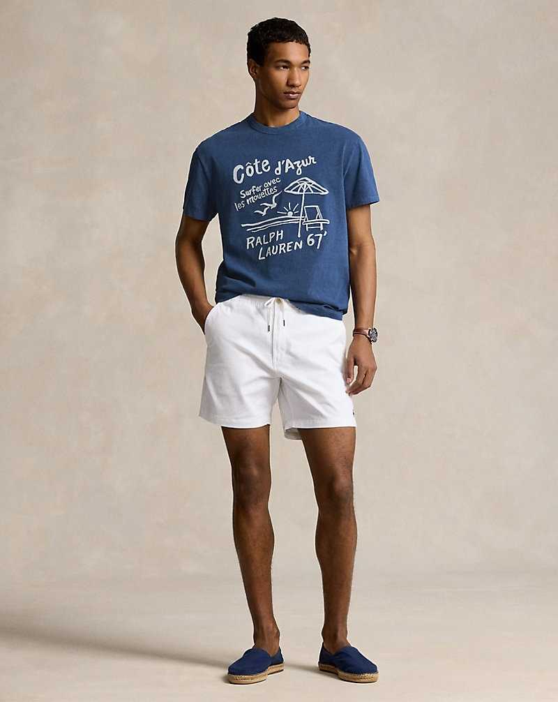 Camiseta Ralph Lauren Classic Fit Embroidered Jersey Hombre Azules | CWPRIMB-51 - vista 3