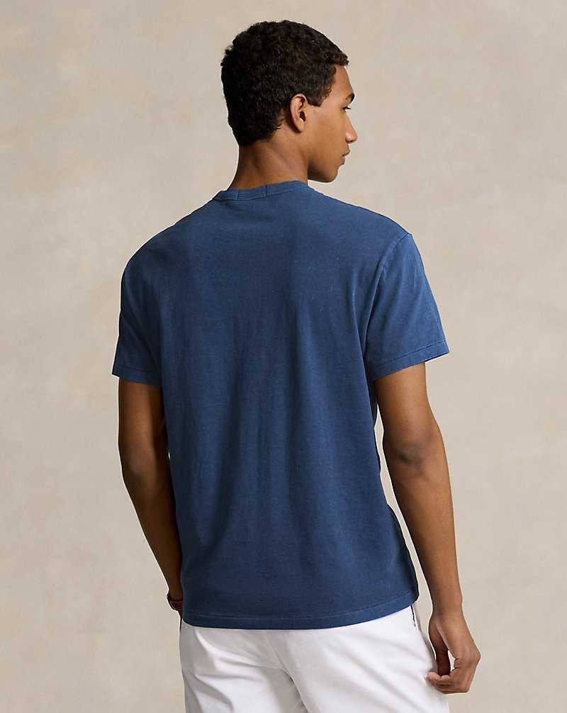 Camiseta Ralph Lauren Classic Fit Embroidered Jersey Hombre Azules | CWPRIMB-51 - vista 4