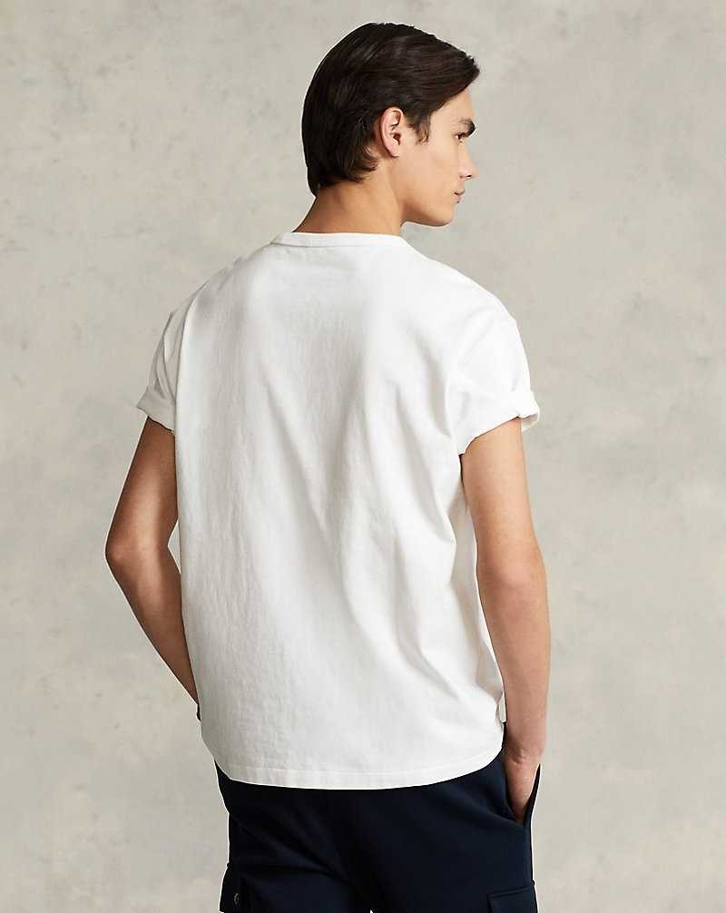 Camiseta Ralph Lauren Classic Fit Heavyweight Jersey Hombre Blancos | AEFHGCY-29 - vista 4