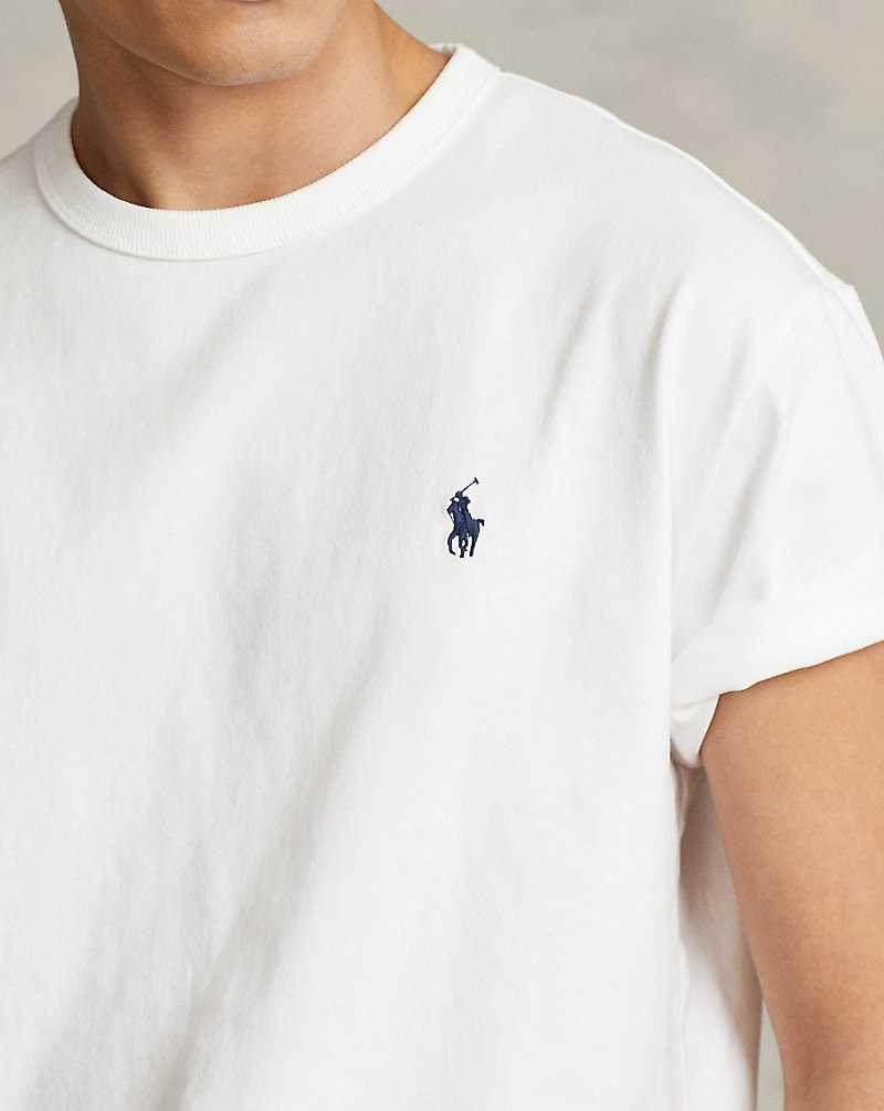 Camiseta Ralph Lauren Classic Fit Heavyweight Jersey Hombre Blancos | AEFHGCY-29 - vista 5