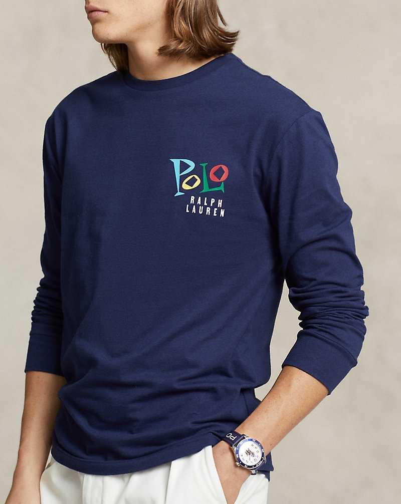 Camiseta Ralph Lauren Classic Fit Jazz-Print Jersey Hombre Azul Marino | JBTEHOX-36 - vista 5