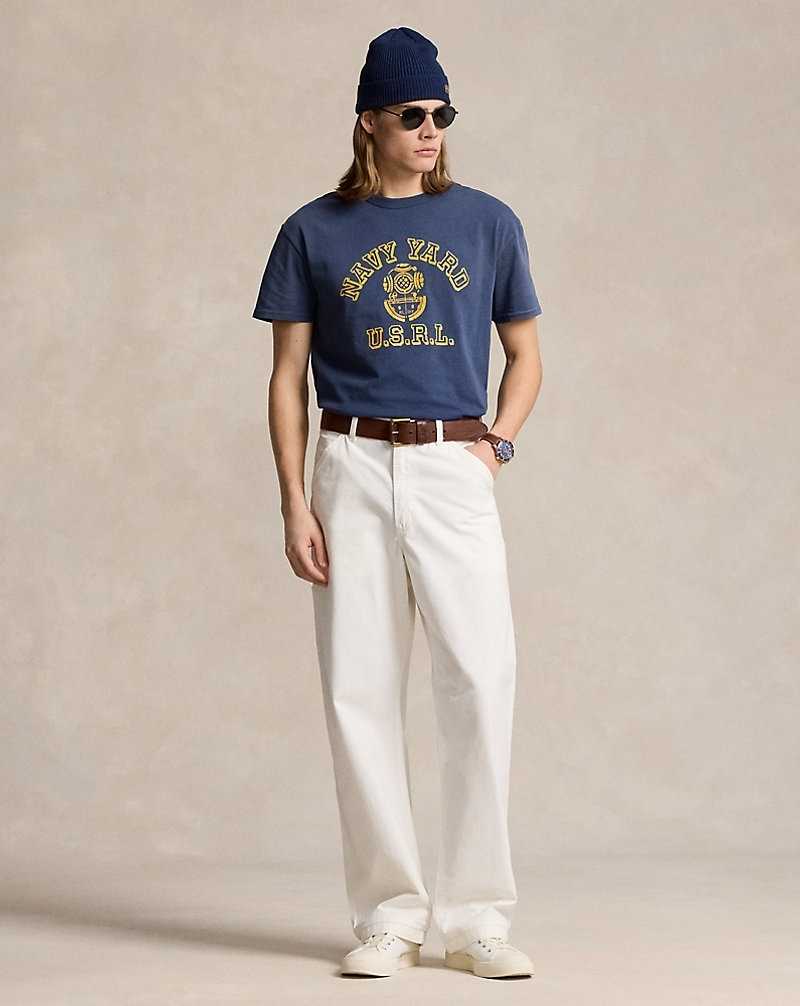 Camiseta Ralph Lauren Classic Fit Jersey Graphic Hombre Azules | YRENGHD-72 - vista 3