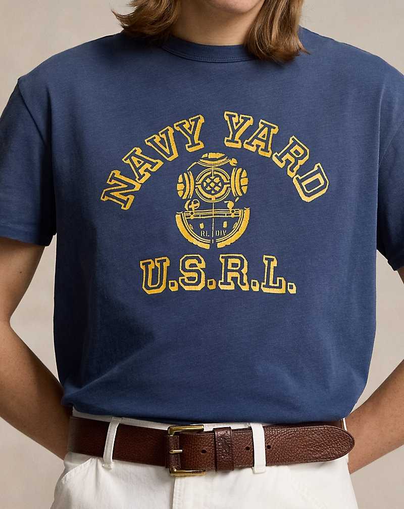Camiseta Ralph Lauren Classic Fit Jersey Graphic Hombre Azules | YRENGHD-72 - vista 5