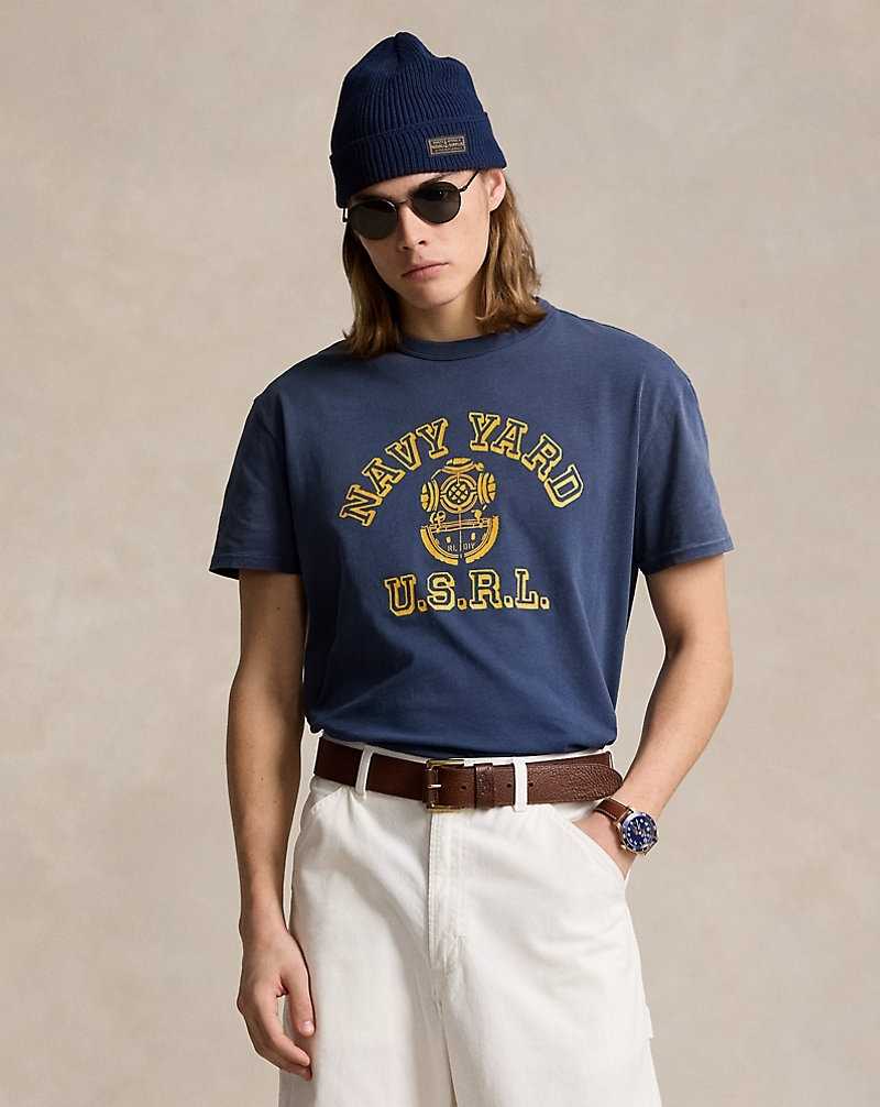 Camiseta Ralph Lauren Classic Fit Jersey Graphic Hombre Azules | YRENGHD-72 - vista 1
