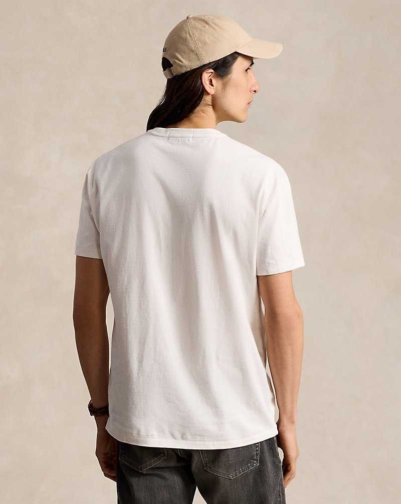 Camiseta Ralph Lauren Classic Fit Jersey Pocket Hombre Blancos | KDCTMNW-95 - vista 4