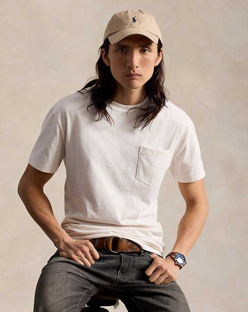 Camiseta Ralph Lauren Classic Fit Jersey Pocket Hombre Blancos | KDCTMNW-95 - vista 1
