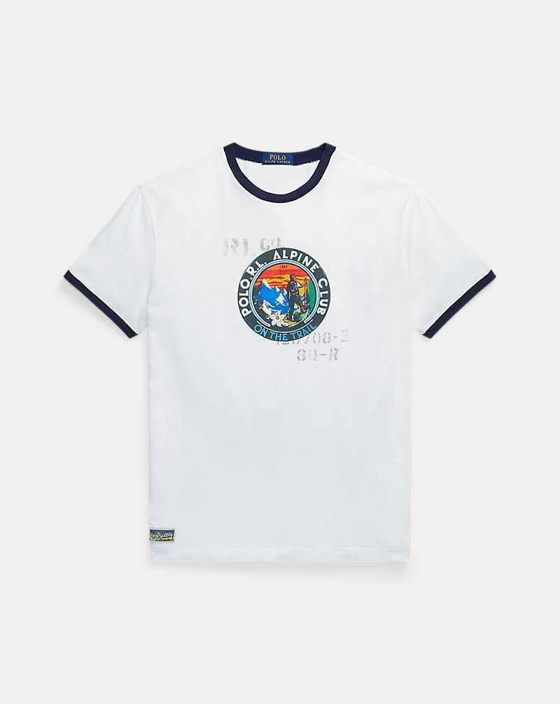 Camiseta Ralph Lauren Classic Fit Jersey Graphic Hombre Blancos | MKYWOST-32 - vista 2