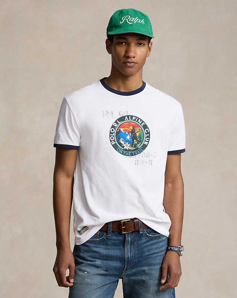 Camiseta Ralph Lauren Classic Fit Jersey Graphic Hombre Blancos | MKYWOST-32 - vista 1