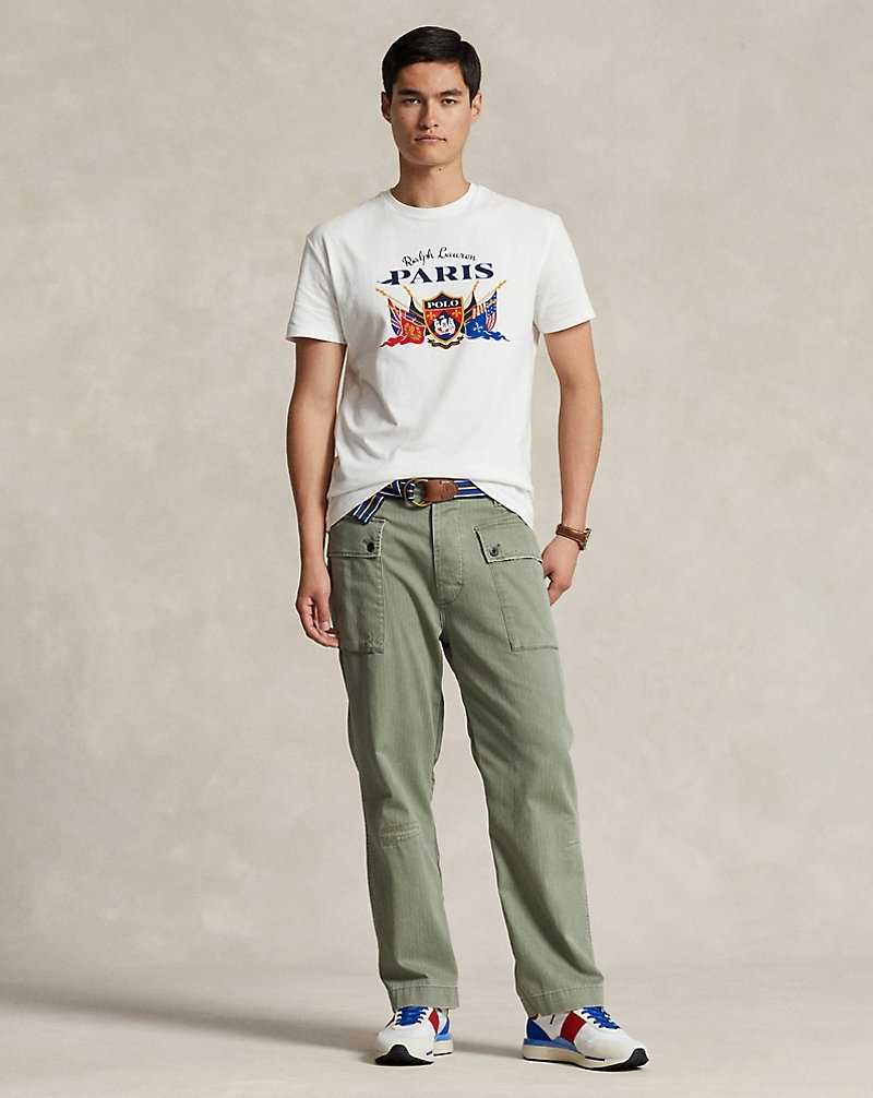 Camiseta Ralph Lauren Classic Fit Jersey Graphic Hombre Blancos | MPVCWQB-81 - vista 3